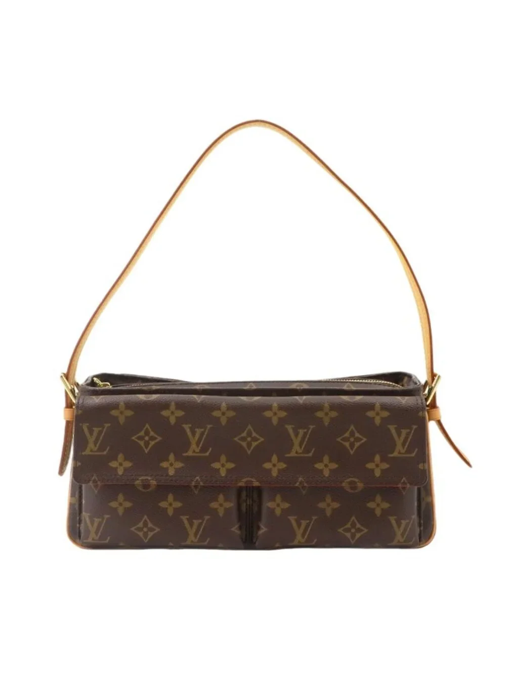Louis Vuitton Monogram Viva Cite MM Shoulder Bag Brown Gold
